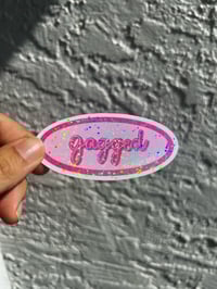 Image 1 of Gagged pink holographic sticker 