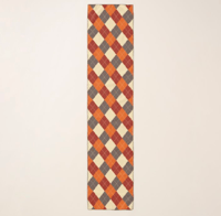 Image 3 of 16"×72" Gingham Autumn Pattern Scarf with Dark Grey Hem