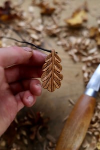 Image 2 of Oak Leaf Pendant Necklace. 