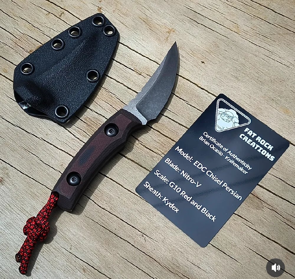 Image of Custom Fixed Blade EDC Tactical Trailing Point Chisel Nitro-V Knife