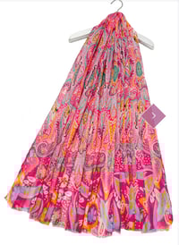 Image 1 of Playful Bohemian Paisley Print Frayed Scarf