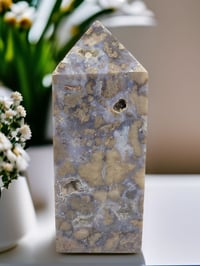 Image 1 of 3.7lb Blue Flower Agate Crystal 8" Tower