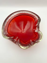 Image 2 of Italian Red Glass Bullicante Sommerso Biomorphic Bowl