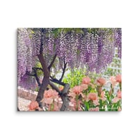 Image 1 of Chinese Wisteria and Peach Irises - 8” X 10” Canvas Print