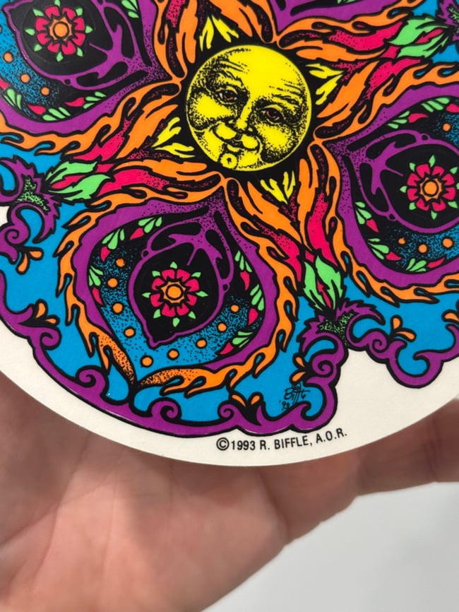 1993 Richard Biffle Smiling Sun 5” Sticker 