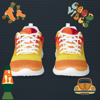 Image 3 of Women’s athletic shoes (orange retro swirl)