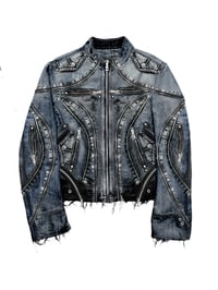 Image 1 of AW25 ‘Vake’ Pigmented Denim Moto Jacket 