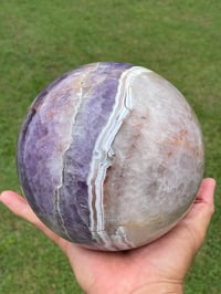 Image 5 of Large Amethyst With Mexican Lace Agate Sphere Statement Piece #449