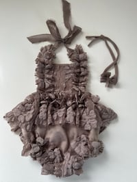 Image 7 of Taupe Lace Newborn Romper & Headband