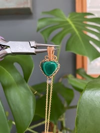 Image 3 of Gold Malachite Heart Crystal Necklace