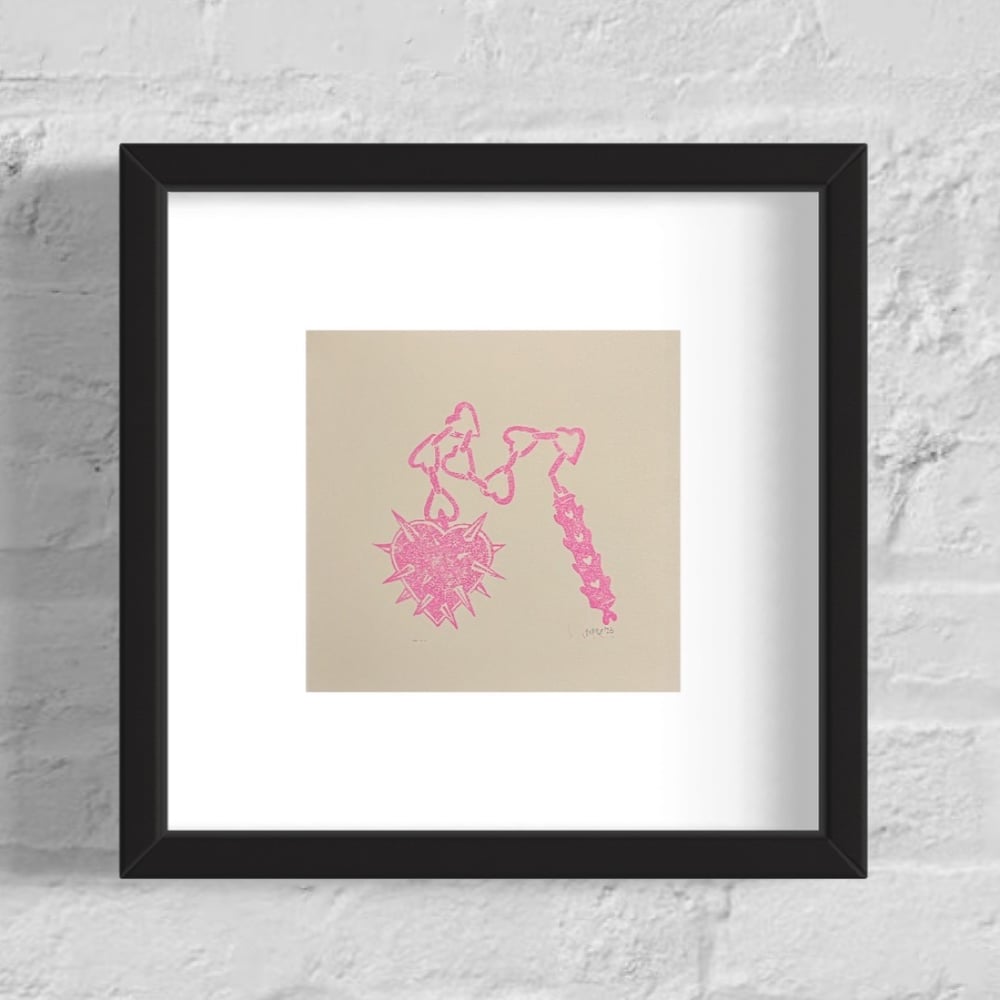 Heart Flail Linoprint