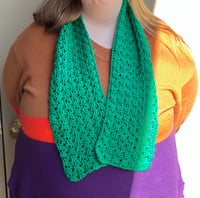 Image 1 of Green Crochet Scarf 