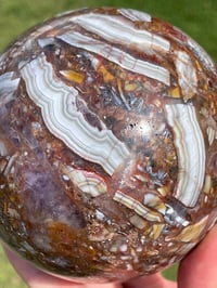 Image 2 of Amethyst With Mexican Lace Agate Sphere  #594