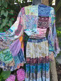 Image 8 of Patchwork Stevie top neon pink tassels