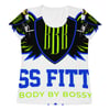 BOSSFITTED Neon Green and Blue Women's Athletic T-shirt