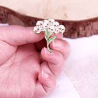 Image 3 of Skull Bouquet Enamel Pin Pink Trippy Skeleton Lapel Pin Creepy Gift Jewelry