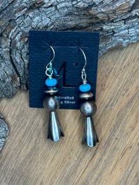 Image 2 of 10mm Sterling Silver Pearl Kingman Blossom Drop Earrings
