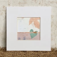 Image 1 of Mini Collage ~ Seafoam Heart, Divided, Cream & Rose Gold ~ 4x4 Inch Mat 