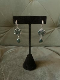 Image 1 of Moss Agate Floral Dangles