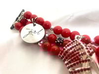 Image 2 of Red stiletto beaded Watchband/38/40mm