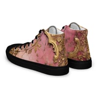 Image 8 of Pastel Pink Tattered Texture Gold Goth Lolita Baroque Inspired Women’s high top canvas shoes