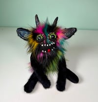Image 1 of Very Happy Weighted Monster - Black w/ Pink Teal Yellow Patch Fur