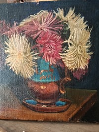 Image 3 of Peinture bouquet de chrysanthèmes sur fond sombre 