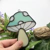 Duck Egg Blue Mushroom Suncatcher