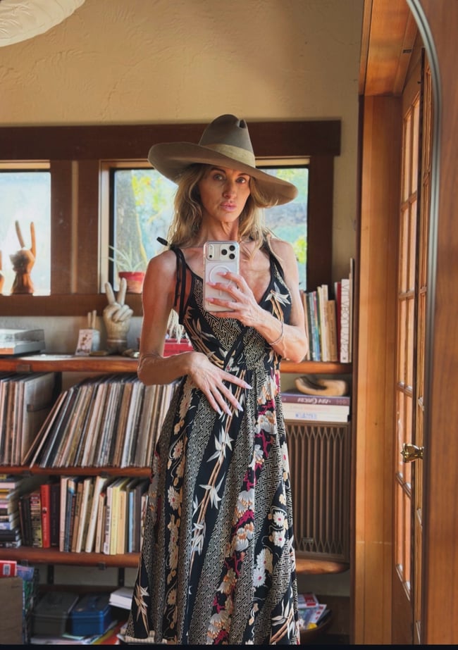 70s bamboo ahoulder tie dress 