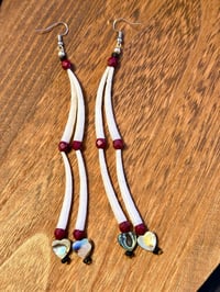 Red Stacked Dentalium Earrings 