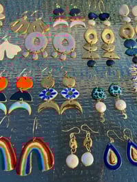 Image 5 of EVIL EYE EARRINGS - COBALT + GOLD (round)