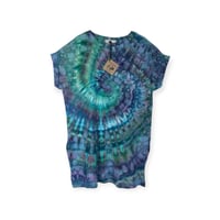 Image 1 of M 100% Cotton Short T-Shirt Dress with Pockets in Mermaid Spiral Ice Dye