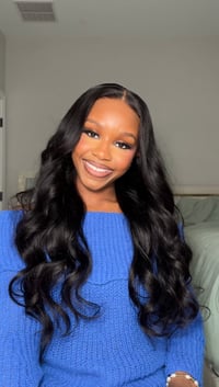 Image 1 of 13x4 Invisible Lace Frontal BodyWave Black Wig