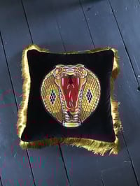 Image 12 of Cobra Head Snake Patch Black Velvet Cushion Cover