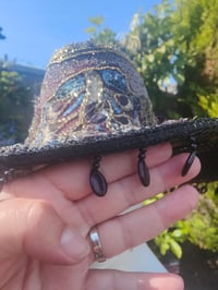 Image 3 of Dolly cowboy hat - recycled sari fabric black purple