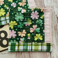 Image 2 of “Lucky Clovers” Scrappy Quilted Coaster