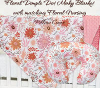Image 1 of Floral Minky Dot Blanket and Pillow Cover or Purchase Separately 