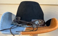 Image 3 of Black/Caramel/Gray/White Cowboy Hat Silver and Bronze Band