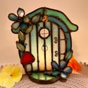  Blue Fairy Door Candle Holder 
