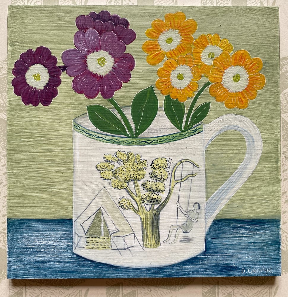 Image of Ravilious cup with Auriculas