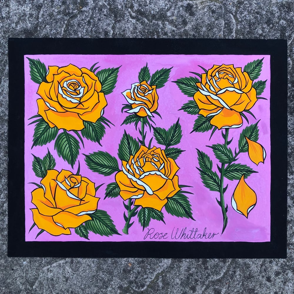 Image of Yellow roses original painting