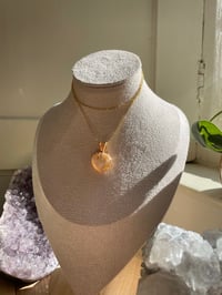 Image 4 of Gold Glowy Flower Agate Heart Crystal Necklace