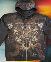 Image 2 of “WILD CHILD” CUSTOM ONE OF A KIND BLEACH PAINTED ZIP UP HOODIE LARGE