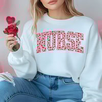 Heart Varsity Letters Nurse sweater (red letters)