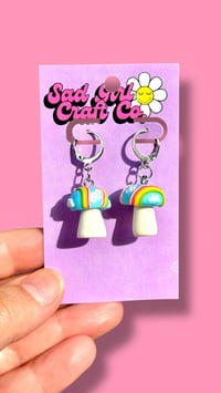Rainbow Mushroom Earrings