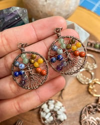 7 Chakra Oxidized Copper Earrings