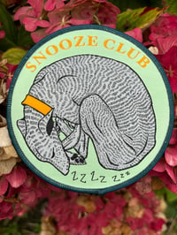 Image 2 of Snooze club fabric patch in lichen and marigold 