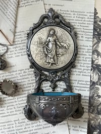 Image 5 of Petit benitier en etain et argent, Art Nouveau 1910, signé Ruffony
