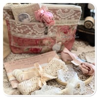 Image 11 of French style sewing zipper purse and needle book seam binding ribbon and lace