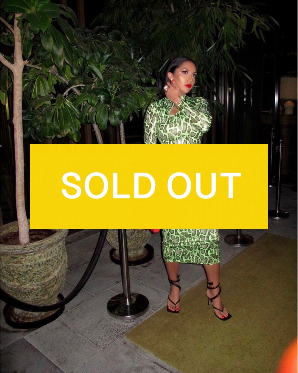 Image of NEON GREEN PATENT PYTHON PRINT MAXI DRESS (MEDIUM)